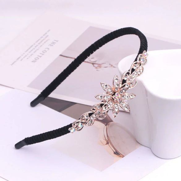 Alloy Velvet Rhinestone Headband Bow Handmade Hair Accessories For Women