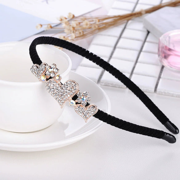 Alloy Velvet Rhinestone Headband Bow Handmade Hair Accessories For Women