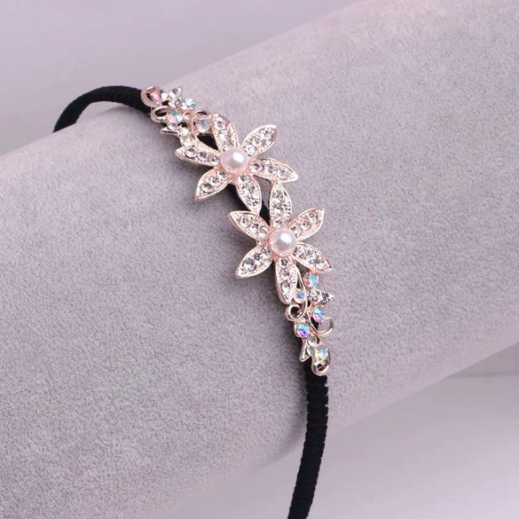 Alloy Velvet Rhinestone Headband Bow Handmade Hair Accessories For Women