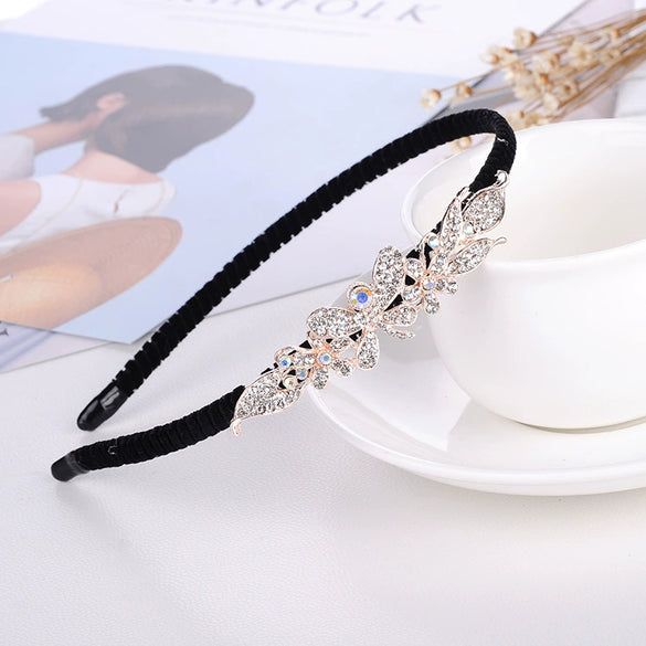 Alloy Velvet Rhinestone Headband Bow Handmade Hair Accessories For Women