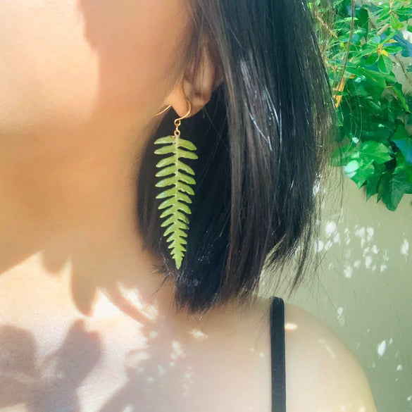 Alloy Vintage Geometric Fern Leaf Tassel Earrings With Electroplating