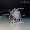 Alloy Vintage Inlay Imitation Moonstone Women's Ring Geometric Hollow Carved Electroplated