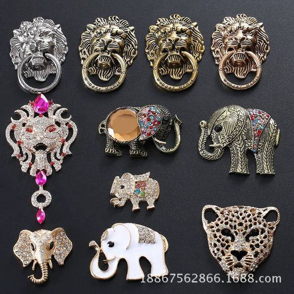 Alloy Vintage Lion Head Leopard Head Elephant Diy Handmade Electroplated Material