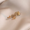 Alloy Violin Shaped Brooch For Women With Electroplating And Minimalist Style