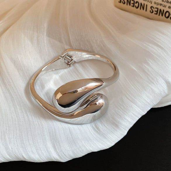 Alloy Water Drop Opening Bracelet With Geometric Style And Electroplating Design For Women