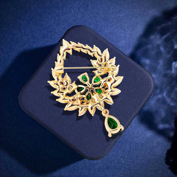 Alloy Water Drop Tassel Hollow Flower Electroplated Women's Brooch Pin Accessories