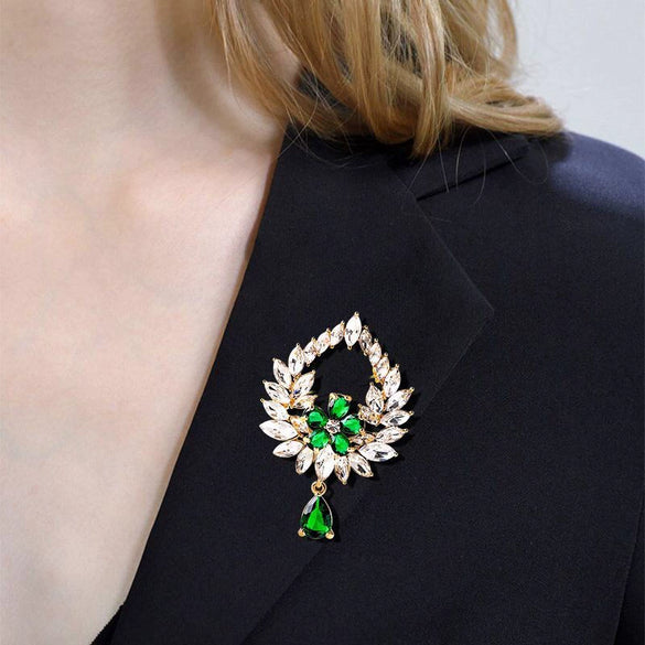 Alloy Water Drop Tassel Hollow Flower Electroplated Women's Brooch Pin Accessories