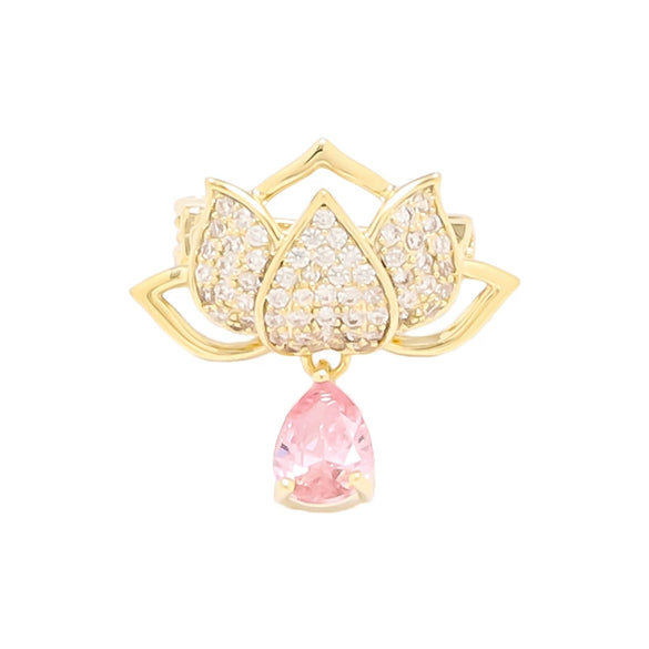 Alloy Water Lotus Brooch For Women Electroplated Natural Style