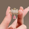 Alloy Water Lotus Brooch For Women Electroplated Natural Style