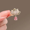 Alloy Water Lotus Brooch For Women Electroplated Natural Style