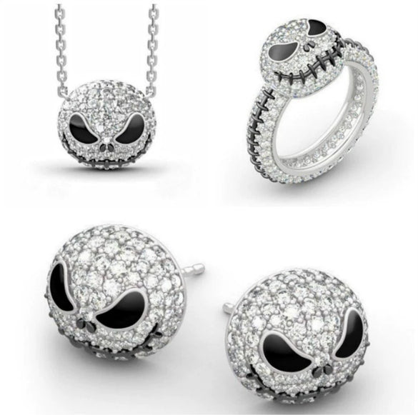 Alloy Water Wave Chain Diamond Skull Devil Fashion Creative Women's Earring Necklace