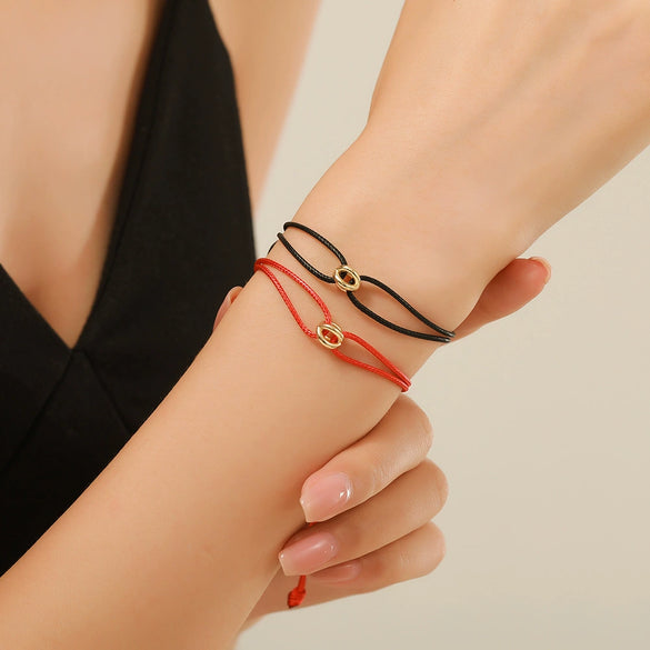 Alloy Wax Thread Geometric Handmade Lucky Symbol Adjustable Unisex Bracelet