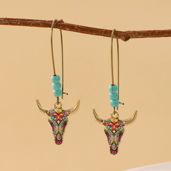 Alloy Western Cowboy Style Jewelry With Bull Head Horseshoe Hat Pattern And Electroplating