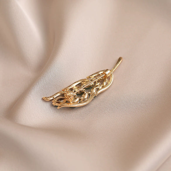 Alloy Wheat Ear And Leaf Pattern Electroplated Brooch For Women Original Design