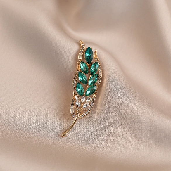 Alloy Wheat Ear And Leaf Pattern Electroplated Brooch For Women Original Design