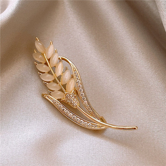 Alloy Wheat Ear Flower Brooch Electroplated Women's Highend Exquisite Coat Sweater Pin Accessories New Fashion Temperament Allmatching