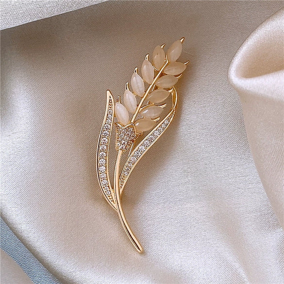 Alloy Wheat Ear Flower Brooch Electroplated Women's Highend Exquisite Coat Sweater Pin Accessories New Fashion Temperament Allmatching