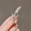Alloy Wheat Ear Flower Brooch For Women With Electroplating Design