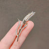Alloy Wheat Ear Flower Brooch For Women With Electroplating Design