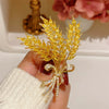 Alloy Wheat Ear Flower Brooch For Women With Electroplating Treatment