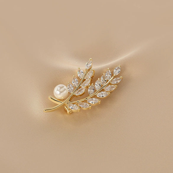 Alloy Wheat Ear Women's Elegant Natural Flower Style Electroplated Brooch Suit Accessories