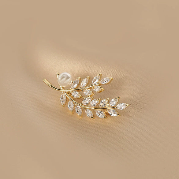 Alloy Wheat Ear Women's Elegant Natural Flower Style Electroplated Brooch Suit Accessories
