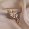 Alloy Wheat Pearl Flower Brooch For Women Electroplated Minimalist Style Suit Accessories
