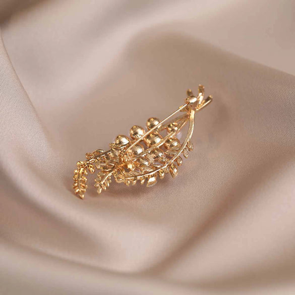 Alloy Wheat Pearl Flower Brooch For Women Electroplated Minimalist Style Suit Accessories