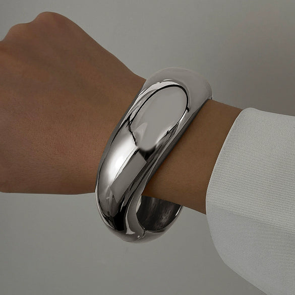 Alloy Wide Bracelet Geometric Style With Hammering Pattern Letters Numbers Text Electroplated