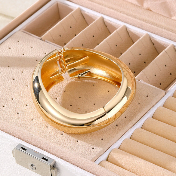 Alloy Wide Bracelet Geometric Style With Hammering Pattern Letters Numbers Text Electroplated