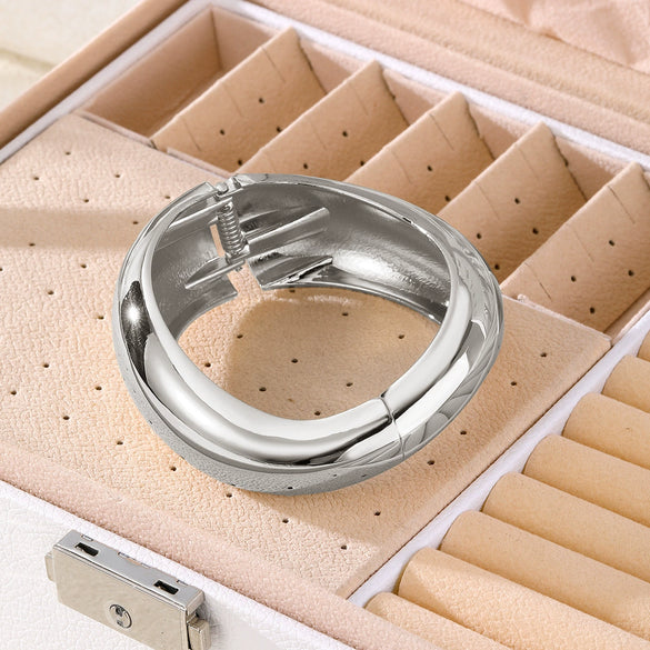 Alloy Wide Bracelet Geometric Style With Hammering Pattern Letters Numbers Text Electroplated