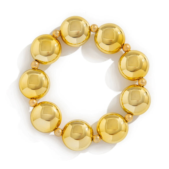 Alloy Wide Geometric Beaded Bracelet With Electroplating Treatment Irregular Baroque Style For Female