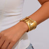 Alloy Wide Geometric Beaded Bracelet With Electroplating Treatment Irregular Baroque Style For Female