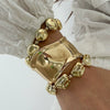 Alloy Wide Geometric Beaded Bracelet With Electroplating Treatment Irregular Baroque Style For Female