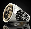 Alloy Wolf Head Ring With Animal Pattern Electroplating Style For Men