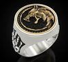 Alloy Wolf Head Ring With Animal Pattern Electroplating Style For Men