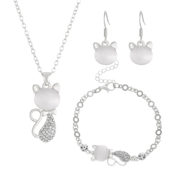 Alloy Women's Animals Style Bear Little Pig Small Animal Electroplated Bracelet Necklace Earrings Three Piece Accessories
