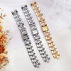 Alloy Women's Bracelet Watch Retro Style Square Strip Nailed Diamond Steel Band