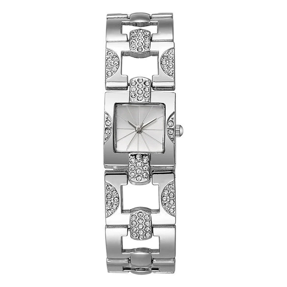 Alloy Women's Bracelet Watch Retro Style Square Strip Nailed Diamond Steel Band