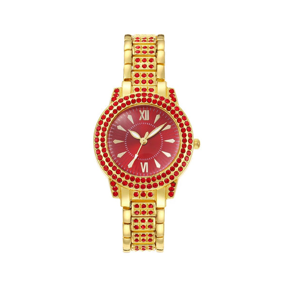 Alloy Women's Casual Allmatch Watch With Roman Pattern And Diamondencrusted Round Dial