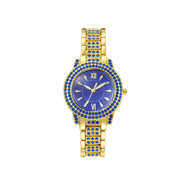 Alloy Women's Casual Allmatch Watch With Roman Pattern And Diamondencrusted Round Dial