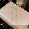 Alloy Women's Elegant Butterfly And Pearl Tassel Earrings With Animal And Zodiac Pattern
