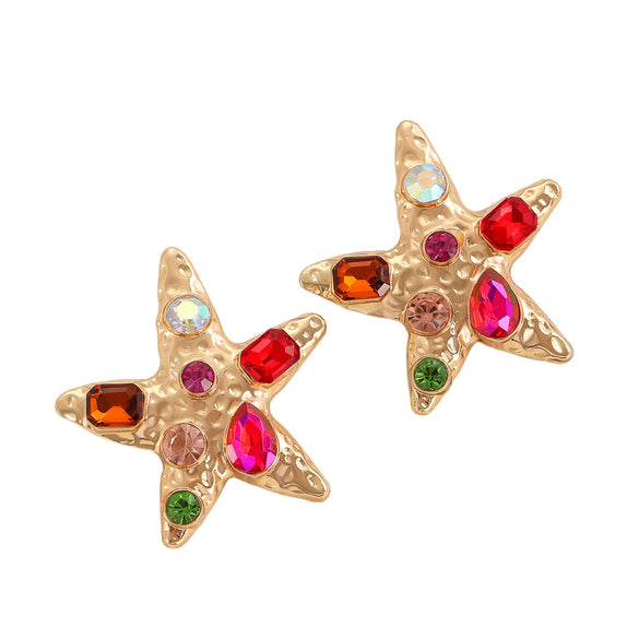 Alloy Women's Exaggerated Ocean Resort Style Diamond Starfish Earrings Set With Diamonds
