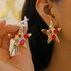 Alloy Women's Exaggerated Ocean Resort Style Diamond Starfish Earrings Set With Diamonds