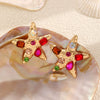 Alloy Women's Exaggerated Ocean Resort Style Diamond Starfish Earrings Set With Diamonds