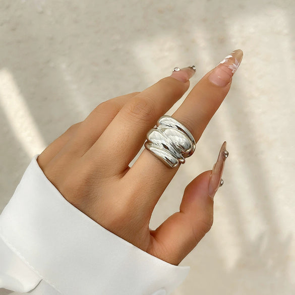Alloy Women's Fashion Ring With Bow And Geometric Pattern Irregular Water Drop Shape Electroplated