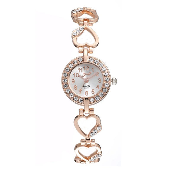 Alloy Women's Fashion Trend Bracelet Set And Diamond Quartz Watch With Round Dial