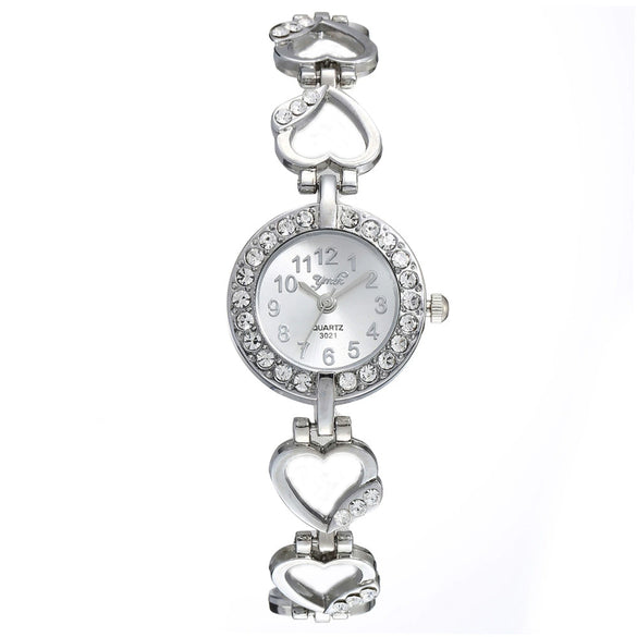 Alloy Women's Fashion Trend Bracelet Set And Diamond Quartz Watch With Round Dial