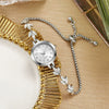 Alloy Women's Fashionable Round Dial Clover Bracelet Watch
