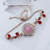 Alloy Women's Fashionable Round Dial Pointer Watch With Petal Leaves Butterfly Design